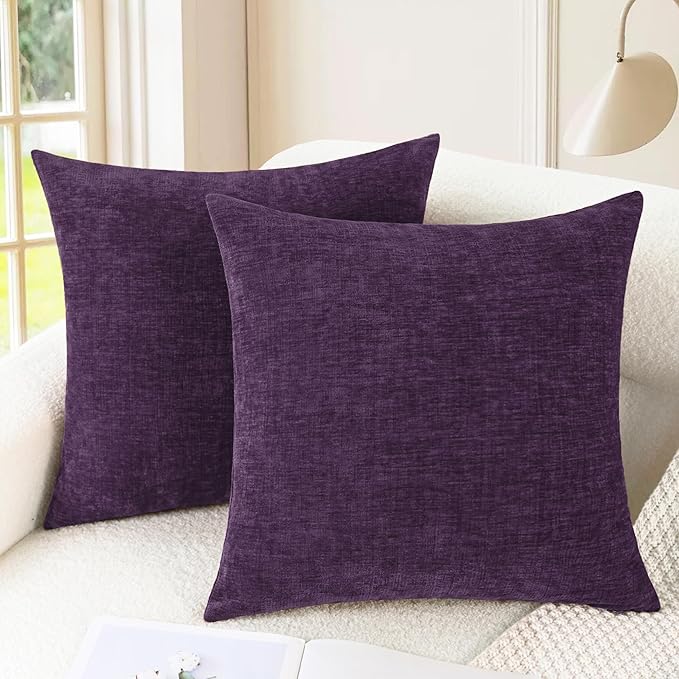 CaliTime Throw Pillow Covers Decorative 16 X 16 Inches Pack of 2 Cozy Chenille by CaliTime
