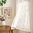 jinchan Belrose Linen Floral Kitchen Curtains 36 inch Length Embroidered - Image 4
