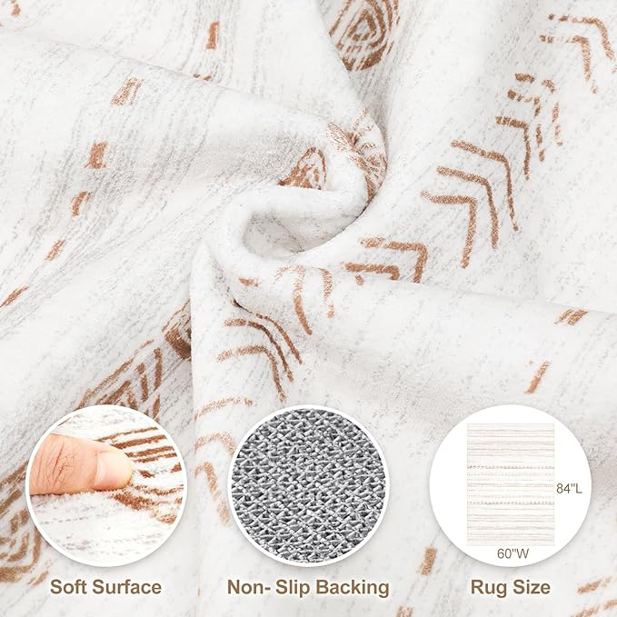 Nakagishi Area Rug Living Room Rugs: 5x7 Large Soft Machine Washable Boho - Image 3
