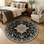Area Rugs 4ft Washable Non-Slip, Floral Vintage Distress Print Pattern - Image 3