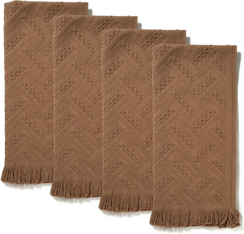 HEAVYWOOD Bathroom Hand Towel Turkish Cotton Face Towel 14X30 Absorbent Soft Face Kitchen Towel Decorative Set Boho Farmhouse Bathroom Decor (Beige, Pink, Coffee, Blue)