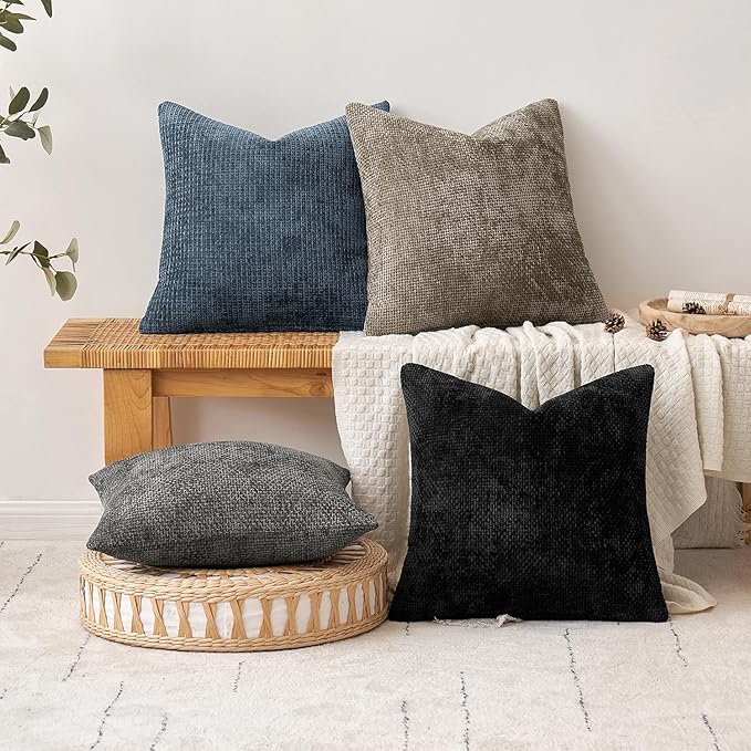 MIULEE Pack of 2 Couch Throw Pillow Covers 18x18 Inch Coastal Navy Blue Modern - Image 4
