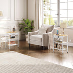 HOOBRO Side Table with Charging Station, Small End Table for Small Space