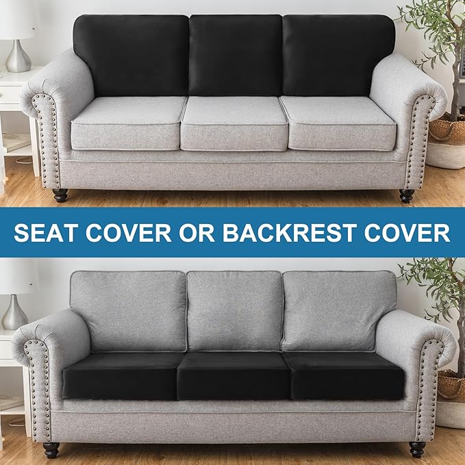 Couch Cover Stretch Velvet Sofa Cushion Cover 3-Piece - Image 8