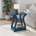 FROMJBEST End Tables Living Room, End Table with Charging Station Navy Blue