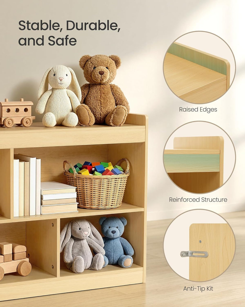 SONGMICS Kids' Toy Storage Shelf, Montessori Shelf with 5 compartments