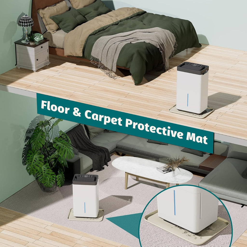 Daisypower Dehumidifier Drip Pan - 15 1/2''x10 1/2'' Leak-Proof Hard Plastic Pans with Raised Edge | Non-Slip & Water-Resistant | Protects Floors & Carpets | for Small Dehumidifiers/Humidifiers