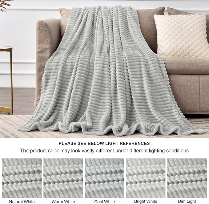 BEDELITE Fleece Blanket Twin Size – 3D Ribbed Jacquard Soft and Warm Decorative - Image 6