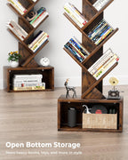 Evermagin 6 Tier Tree Bookshelf with Light, Bookcase, Branch Pattern