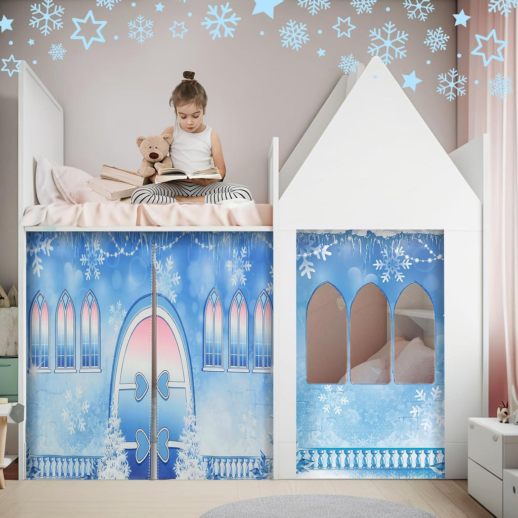 Hahafelt Loft Bed Tent Curtains Snowflake, Low Twin Bunk Privacy