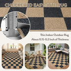 Lahome Checkered Easy Jute Area Rug, 5x7 Outdoor Patio Rug Washable Carpet - Image 3