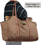 Firewood Carrier Bag Waxed Canvas Waterproof Extra Large Log Carrier Holder Freestanding Tote Bag for Firewood