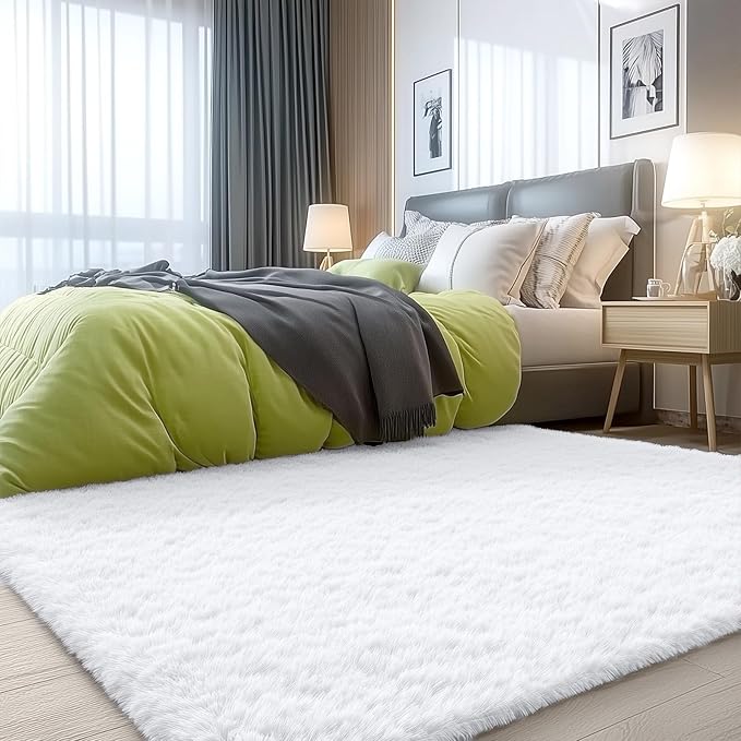 OLANLY 3x5 Machine Washable Small Bedside Rug, Soft Fluffy Shaggy Rugs - Image 9
