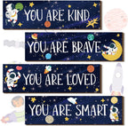 Yookeer 4 Pcs Space Room Decor for Kids Boys Outer Space Wall Art Decor