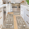 Vaukki Boho Kitchen Rug Sets 3 Piece,Dark Brown Washable Kitchen Floor Mat