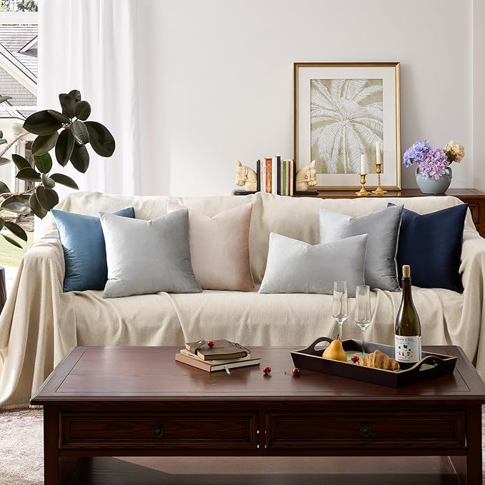 Silver Grey Velvet Decorative Throw Pillow Covers - Image 6