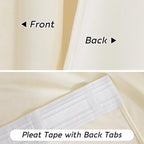 RYB HOME Cream Velvet Curtains 84 inch, Light Dimming White Window Curtains - Image 7