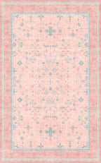 Hazo Haus Pink and Blue Washable 5x8 Living Room Rugs, Boho Aethestic Oushak - Image 2