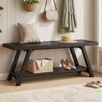 LVB Entryway Bench with Storage, Wood Bench for Entryway, Dark Gray Oak