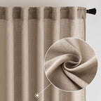MIULEE Taupe Linen Curtains 96 Inch Long - Image 2