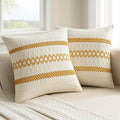 MIULEE Set of 2 Mustard Yellow Boho Decorative Pillow Covers 18x18 Inch by MIULEE