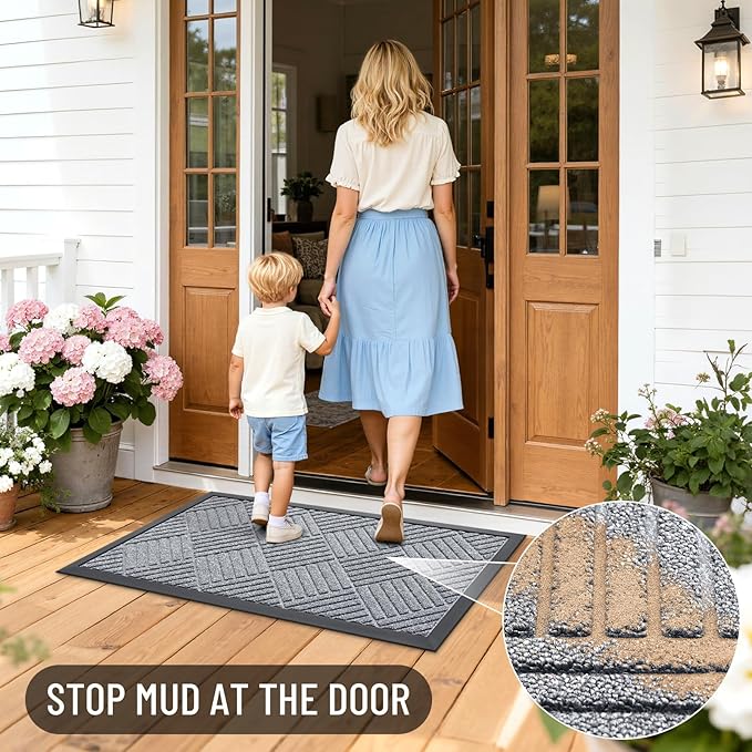 OLANLY Front Door Mat Outside Entrance 47x32, Heavy Duty Sturdy Natural Rubber - Image 6