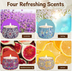 TranquilBliss Scented Candles, 4-Pack Soy Wax Candle Set, Gifts for Women