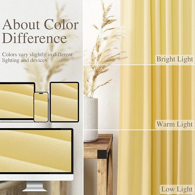 Yellow Linen Curtains 63 Inches Long - Image 4