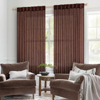 MIULEE Chocolate Brown Linen Curtains 54 Inch Length 2 Panels - Image 2