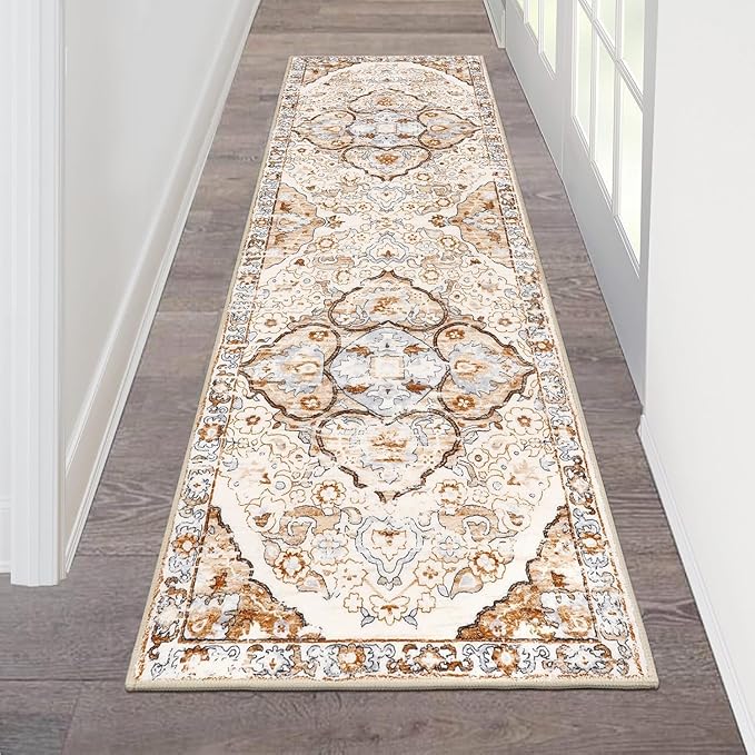 HEBE Hallway Runner Rug 2'x6' Washable Vintage Distressed Area Rugs Non Slip by HEBE