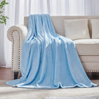 JIAHANNHA Flannel Fleece Ice Blue Blanket Throw Size, Light Blue Throw Blanket by JIAHANNHA