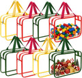 8 Packs 3 Colors Large Toy Storage Bags with Zipper and Labels, Clear PVC Waterproof Toy Organizers Bags for Board Games, Puzzles Pieces, Building Blocks, Handmade Accessories