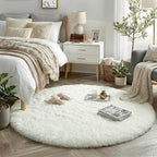 Amdrebio Ivory White Round Circle Rug 6Ft - Image 7