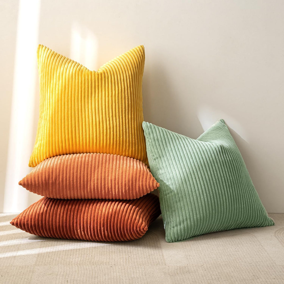 MIULEE Fall Decorative Throw Pillow Covers Yellow Rust Green 18x18