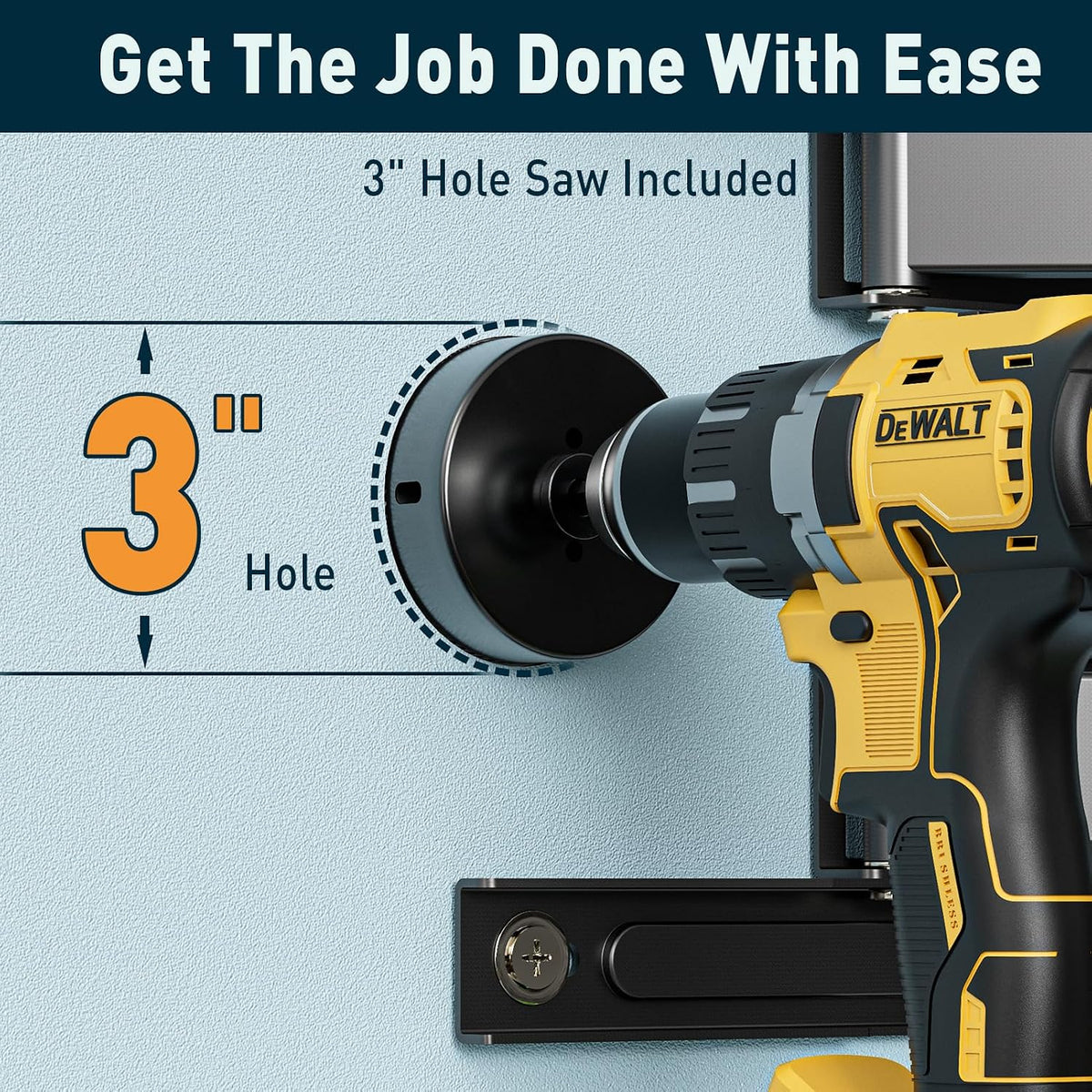 in-Wall Cable Hider 2 Sets, 3" Hole Saw Included, Wall Cable Management Kit for TV, Speaker, Monitor & Other Cables, Large Cable Pass Through with Locking Brackets, Cord Concealer for Clean Setup