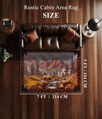 YIHOUSE Rustic Cabin Area Rug for Bedroom 5x7, Machine Washable Woodland Bear - Image 2