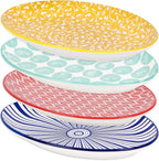 Selamica 14 Inch Oval Large Ceramic Serving Platter Set of 4, Vintage Blue