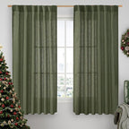 LAMIT Olive Green Linen Curtains 63 Inch by LAMIT