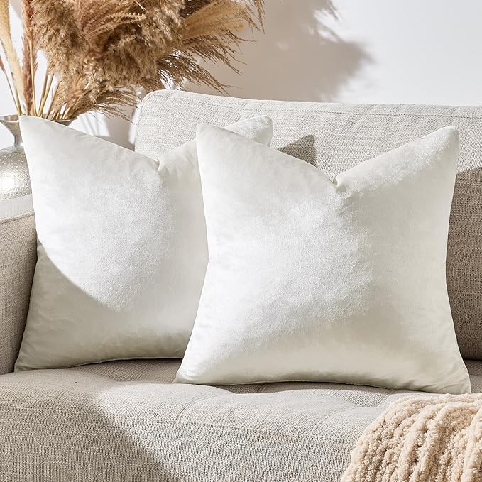 GIGIZAZA Velvet Pillow Covers 18x18: Pack of 2 Throw Pillows Soft Solid Covers - Image 6