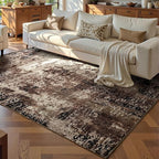 Ompaa Living Room Rug 5x7 Brown Area Rug Machine Washable Boho Coffee Rug Non - Image 2