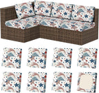8Pcs Stretch Patio Cushion Covers, Outdoor Couch & Sofa Replacement Slipcovers by VORSHAPE