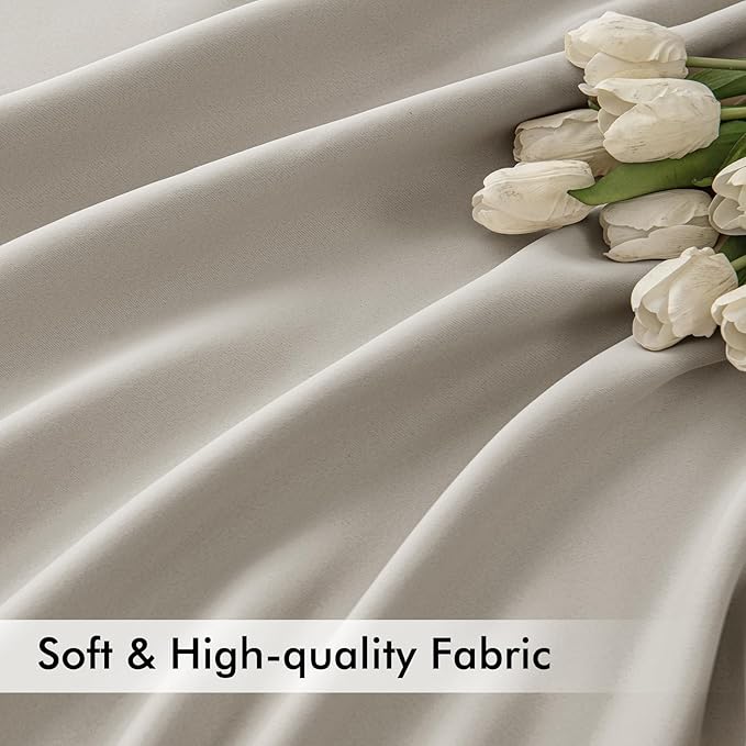 MIULEE Natural Back Tab Blackout Curtains 108 Inch Long 2 Panels Set - Image 6