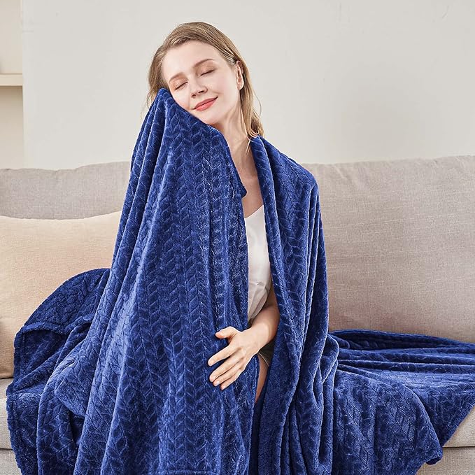 inhand Navy Fleece Twin Blanket, Super Soft Flannel Cozy Blankets - Image 7