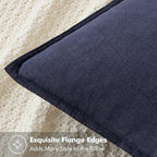 MIULEE Decorative Linen Euro Sham Pillow Covers 24x24 Navy ​Boho Farmhouse​ - Image 2