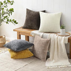 decorUhome Dark Grey Chenille Euro Sham Throw Pillow Covers 26x26 Set of 2 - Image 6