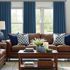 Navy Blue Linen Textured Blackout Curtains 72 Inches Long - Image 2
