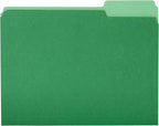 Amazon Basics File Folders for Organization, Letter Size, 1/3 Cut Tab, Bright Green, 36-Pack