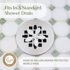 Shower Drain Hair Catcher – Disposable Bathroom Hair Trap, Easy to Install in Shower Drain Cover, Helps Prevent Clogs – As Seen on Shark Tank – White Flower (2-Pack)