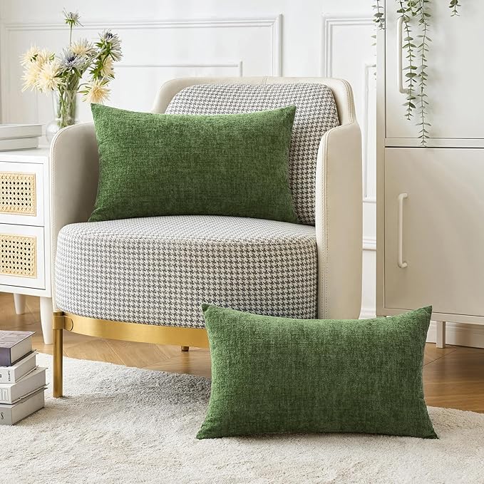 MIULEE Pack of 2 Couch Throw Pillow Covers 12x20Inch Soft Moss Green Spring - Image 5