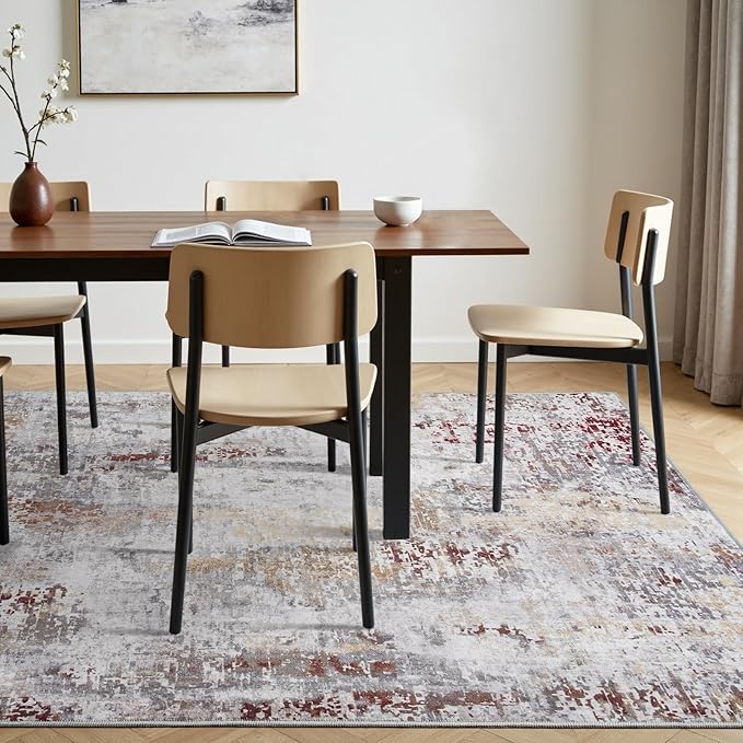 Toneed Abstract Area Rug Modern Washable Rug Soft Non Slip Rug Low Pile - Image 5
